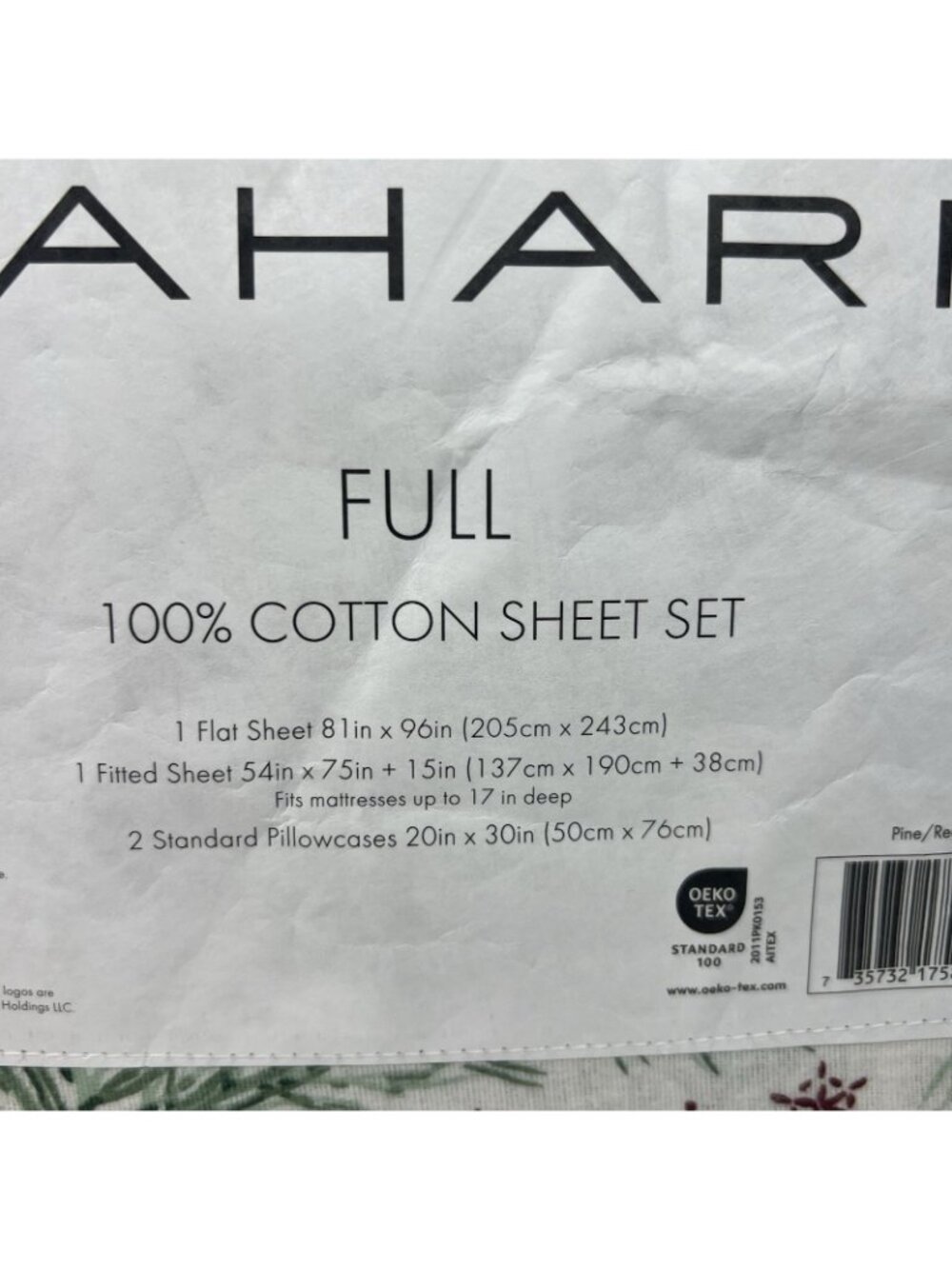 Tahari Home Pine Triple Brushed Cotton Flannel Bed Full Holiday Sheet Set - Picture 3 of 11